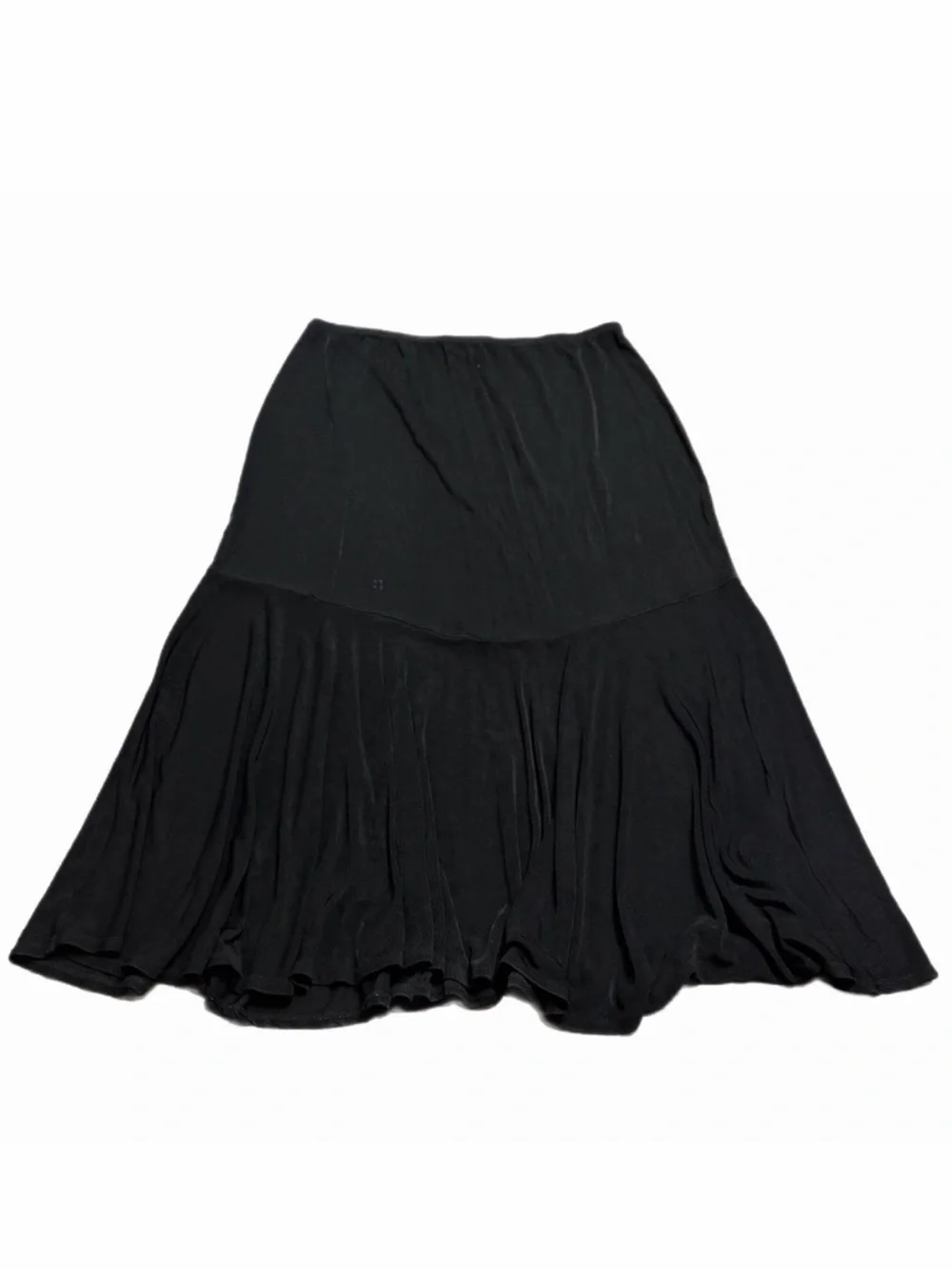 90s Vintage Coldwater Creek Acetate Drop Waist Ruffle Maxi Skirt (Black) Size 1X